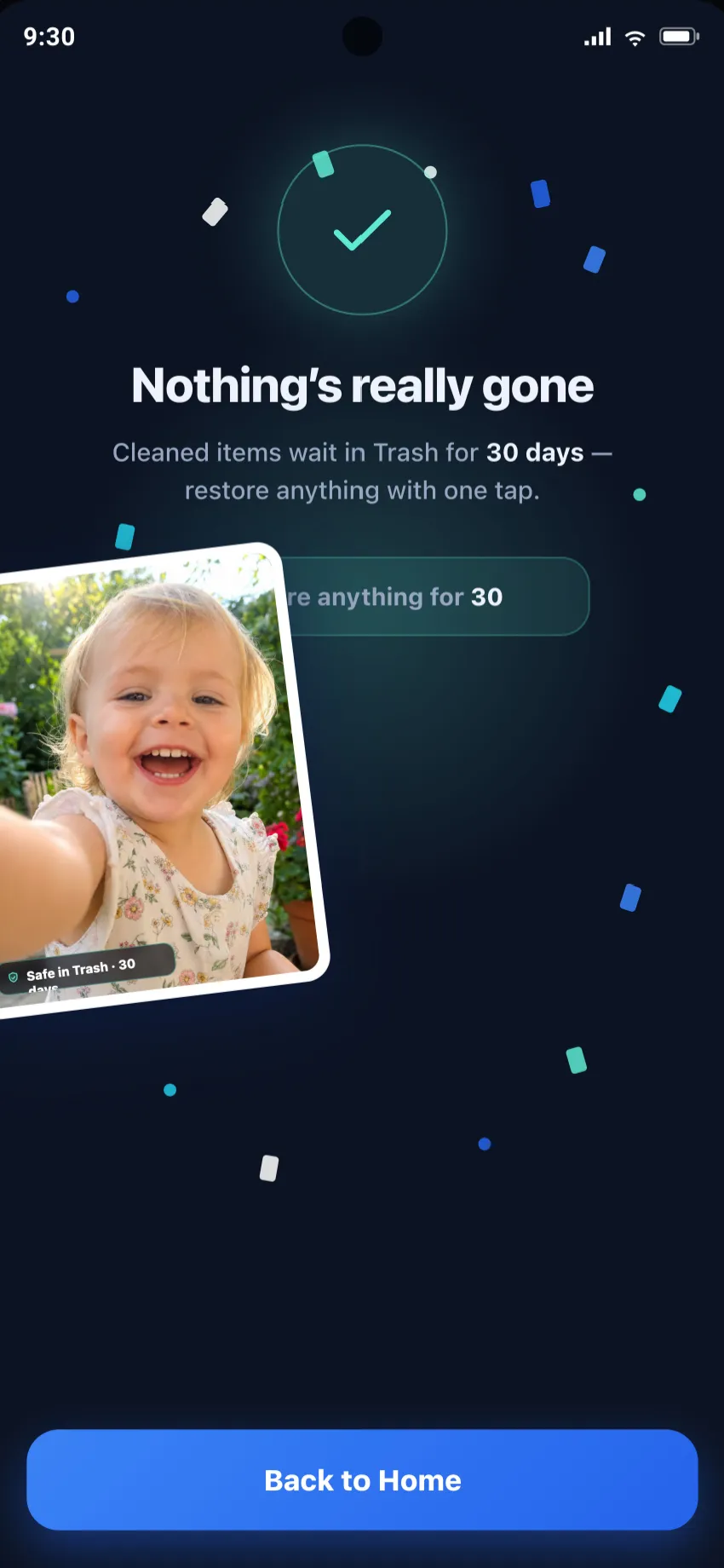 SpaceUp 30-day recovery screen
