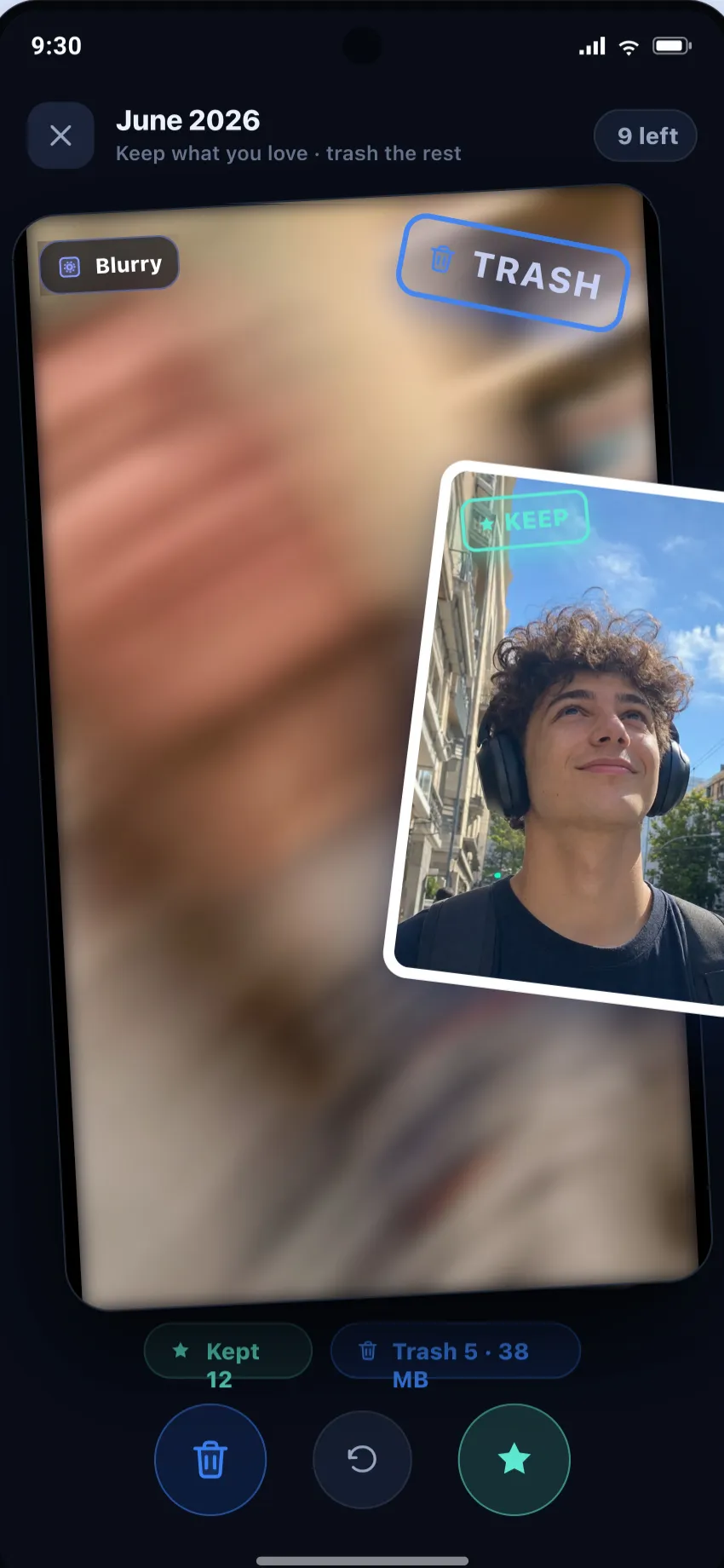 SpaceUp swipe-to-clean screen